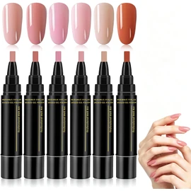 6 Piezas Pen Esmalte de Esmalte de Uñas, Rotuladores de Gel Para Uñas de Secado Rápido 3 en 1,Juego de Rotuladores de Esmalte de uñas de Gel, Rotuladores de Uñas DIY para Niñas，Nuevo modelo 2026 B