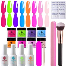 26 Pcs Dip Powder Nail Kit Starter, 8 Colors Acrylic Dipping Powder High quality System Liquid Set With Base And Top Coat Activator Nail Tools Nail Art DIY Salon Kit No Needed Nail UV Lamp