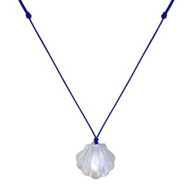 LES POULETTES BIJOUX - Mother of Pearl Link Necklace with Scallop Shell, Pearl, Mother of pearl.
