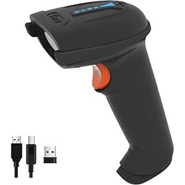 Tera Barcode Scanner Wireless Versatile 2-in-1 (2.4Ghz Wireless+USB 2.0 Wired) with Battery Level Indicator 328 Feet Transmission Distance Rechargeable 1D Laser Bar Code Reader USB Handheld (Black)