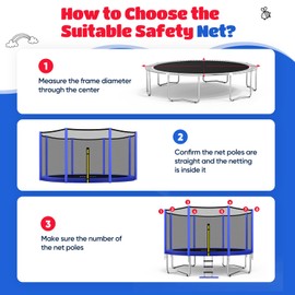 ORCC Trampoline Out Net, Replacement Kids Trampoline Out Net for 16 15 14 12 10 8FT, Outdoor Yard Trampolines Cloth for Kids Adults (ONLY NET)