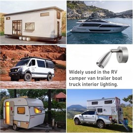 acegoo 12 V Reading Lamp Motorhome LED Dimmable Bed Lamp with USB Quick Charger, Flexible Spot DC 24 V 3200 K Wall Mounting, for Boat, Caravan, Camper, Van, Yacht, Interior Lighting (Brushed Nickel,
