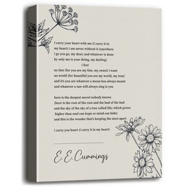 WKYAER Canvas Wall Art, E E Cummings- I Carry Your Heart- Painting, 12x15in, Inspirational Decor for Living Room, Home Office