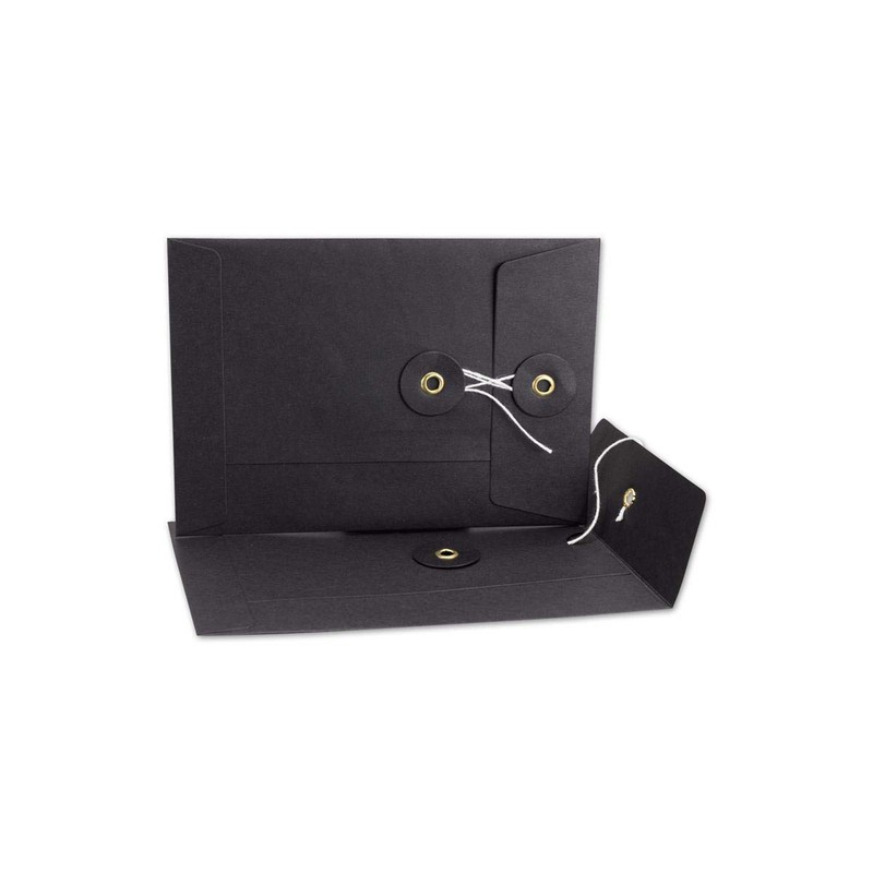 Envelope C6, 162 x 114 mm, black, twine closure, Japanese