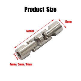 Universal joint coupling shaft motor connection coupling with screws, 4 mm, 5 mm, 6 mm, 8 mm, 10 mm.