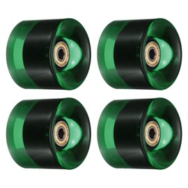 PATIKIL Pack of 4 60 mm Longboard Wheels with Bearings ABEC-11 Skateboard Wheel Road Wheels for Skateboards Cruiser Wheels Replacement 80A Clear Green Gold Tone