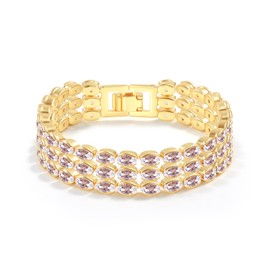 Elfgrass 14K Gold Plated Women’s Tennis Bracelet – Sleek CZ Line Bracelet, Fits 6.0"–7.2" Wrist – Sparkly Everyday Jewelry Gift, Contemporary Tennis Bracelets for Women (BoldWhisper)