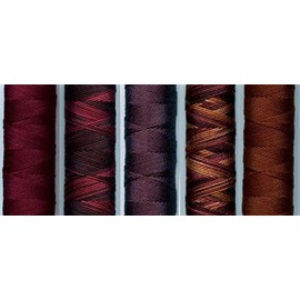Sue Spargo Eleganza #5 Perle, Five 40yd Spools of Polished Cotton Thread for Embroidery Bundle (G - Muddy Boots)