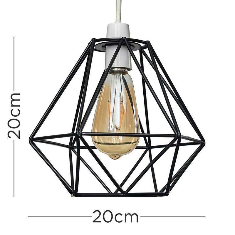 MiniSun Retro Style Black Metal Basket Cage Ceiling Pendant Light