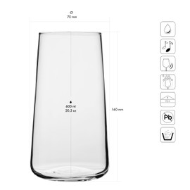 Krosno Water Glasses, Set of 4, Capacity 20 fl oz, Infinity Collection, Thin Highball Glasses,Clear Tall Glass Cups For Water, Juice, Drinks, and Cocktails, Dishwasher Safe, Made in Europe