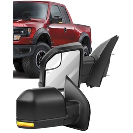 ECCPP Tow Mirrors Towing Mirrors fit for 2015-2019 for F150 Pickup Truck with Left Right Side Power Adjusted Heated Turn Signal Light with Black Housing Manual Folding Manual Telescoping