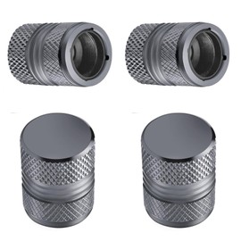 Tire Valve Stem Caps - 4 Pack Anti-Corrosion Premium Anodized Alloy Tyre Air Valve Caps Universal for Car SUV Bike Grey