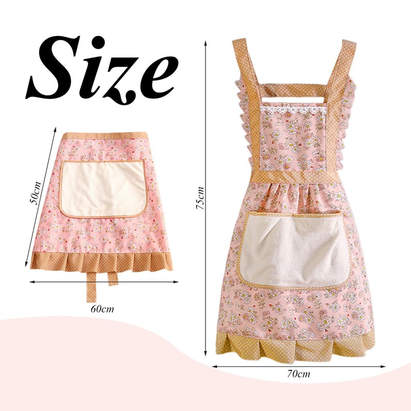 CHROMACRAFT Pack of 2 Aprons with Floral Pattern, Large Pocket