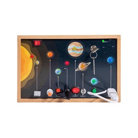 Adena Montessori Solar System Busy Board for Toddlers Wooden, Sensory Activity Board Toys LED Light Switch,Travel Toys for 1-6 Year Old Boys & Girls Gifts,Educational Board for Fine Motor Skills