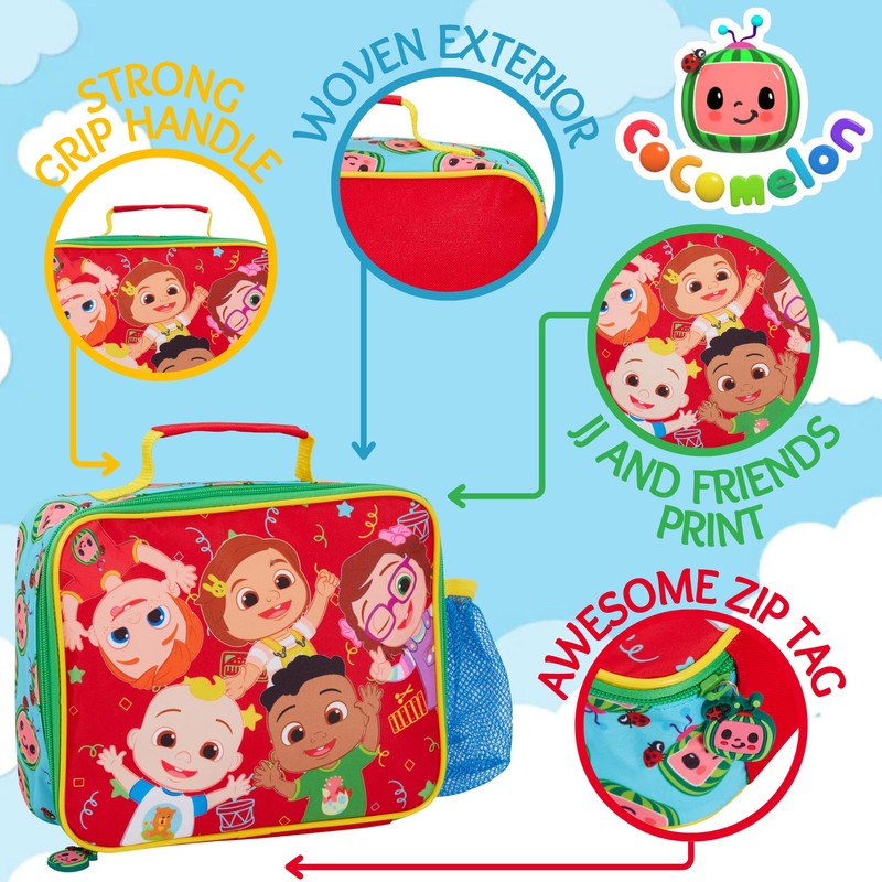 CoComelon Boys Girls Lunch Bag with Bottle Holder Kids JJ