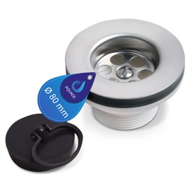 AQUADE Simplex Drain Valve 1 1/2 Inch Diameter 80 mm Stainless Steel Drain Valve Sink Drain Fitting with Plug Plastic for Sink