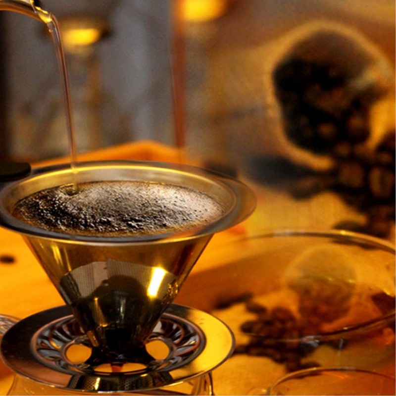 Stainless Steel Coffee Dripper Drip Cone Coffee Filter Reusable Coffee