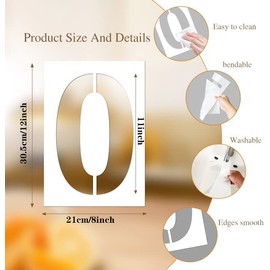 BTORER 12inch 0 to 9 Large Number Stencils Set, 10Pcs Reusable Curb Address Number Stencils for DIY Projects