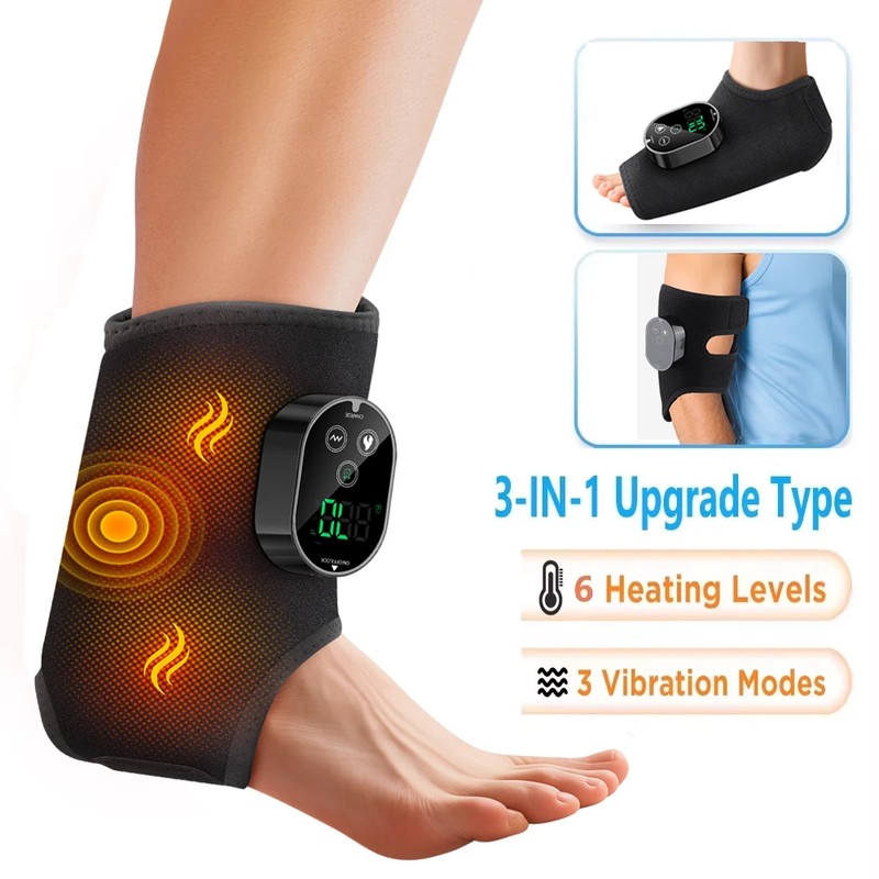Rechargeable Heated Ankle & Wrist Wrap with Vibration Massage –