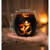 Glass Om Candle Holder Set - 2 Pcs Black Diwali