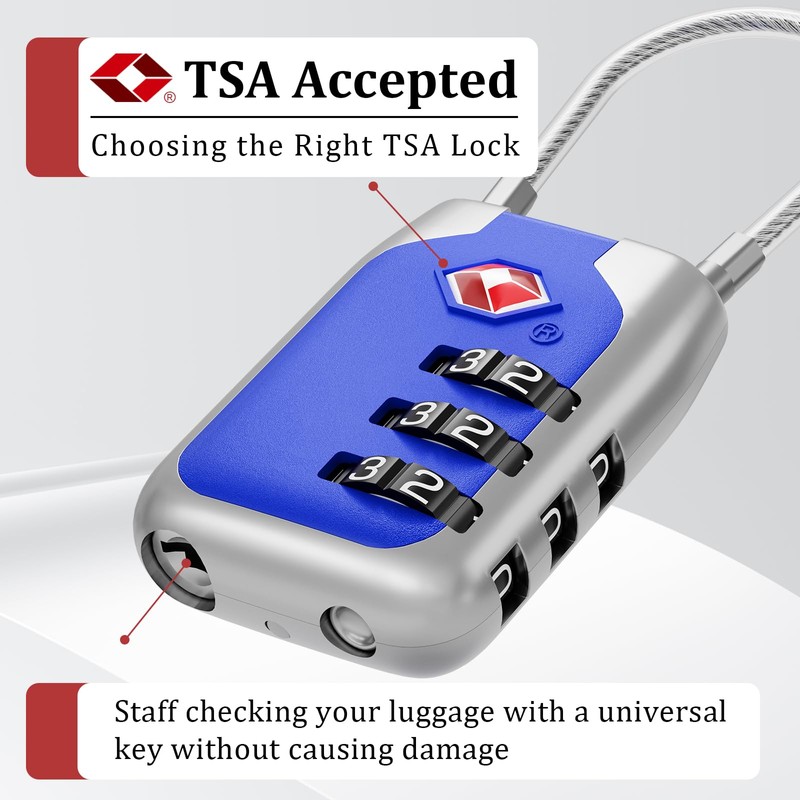 Joyway TSA Approved Luggage Lock, 3 Digit Combination Cable Lock