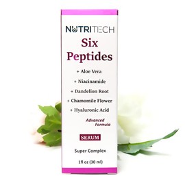 Suero facial de 6 péptidos con niacinamida, ácido hialurónico e ingredientes botánicos ideal para prevenir arrugas y lineas de expresion