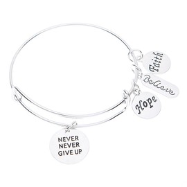 Infinity Collection Never Give Up Bracelet, Never Give Up Jewelry, Inspirational Charm Bracelet