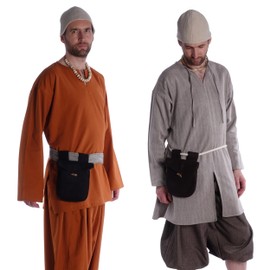 HEMAD Medieval Bag Belt Bag Wool Felt Horn Button Model: Widia Black