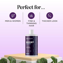 Advanced Biotin Shampoo con aceite de romero, champú voluminizador para adelgazamiento del cabello para mujeres y hombres con ricino negro, cafeína y 