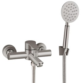 Aolemi Brushed Nickel Bathtub Faucet Wall Mount Only Tub Filler with Handheld Sprayer 6 Inch Centre Single Handle Shower Mixer Taps SUS304 Stainless Steel for Bathroom