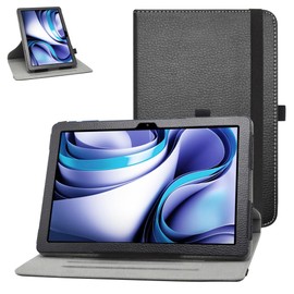 BIGE for BLU M10L Pro Rotating Case, 360 Rotary Stand with Cute Pattern Cover for 10.1" Tablets, Black