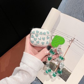 Protective Case for AirPods 3, CrazyLemon Heart with Luxury Green Wristband Keyring Case Compatible with AirPods 3 2021 Charging Box