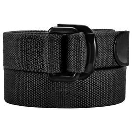 Bluecton Men Plus Size Canvas Belt Double D Ring Black Fabric Cloth Big and Tall 160cm