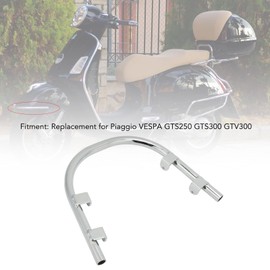 Front Mudguard Crash Bar, KIMISS Engine Protection Bar Crash Bar Made of Electro Silver Plated Steel, Replacement Engine Guard, Suitable for VESPA GTS250 GTS300 GTV300