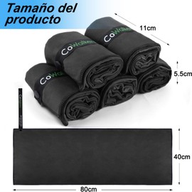 Toalla de Microfibra para Gym - Secado Rápido y Alta Absorción (Pack 5),Ideal para Gimnasio, Yoga, Box o Correr,Sin Olores, Anti-Bacterial - Toalla Deportiva Unisex para Entrenamiento (Negro)