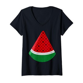 Womens Free Palestine Watermelon Palestinian Keffiyeh Palestine V-Neck T-Shirt