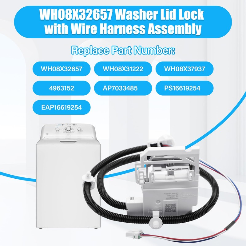 WH08X37937 WH08X32657 Washer Lid Lock with Wire Harness for GE