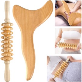 Machomby 2 Pcs Wooden Gua Sha Tools Lymphatic Drainage Tool