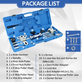 DASBET 19PCS Slide Hammer Puller Set | 9-Way Internal External Puller Hub Puller, Dent Hub Gear Puller Remover Set, Wheel Hub Puller Dent Repair Kit
