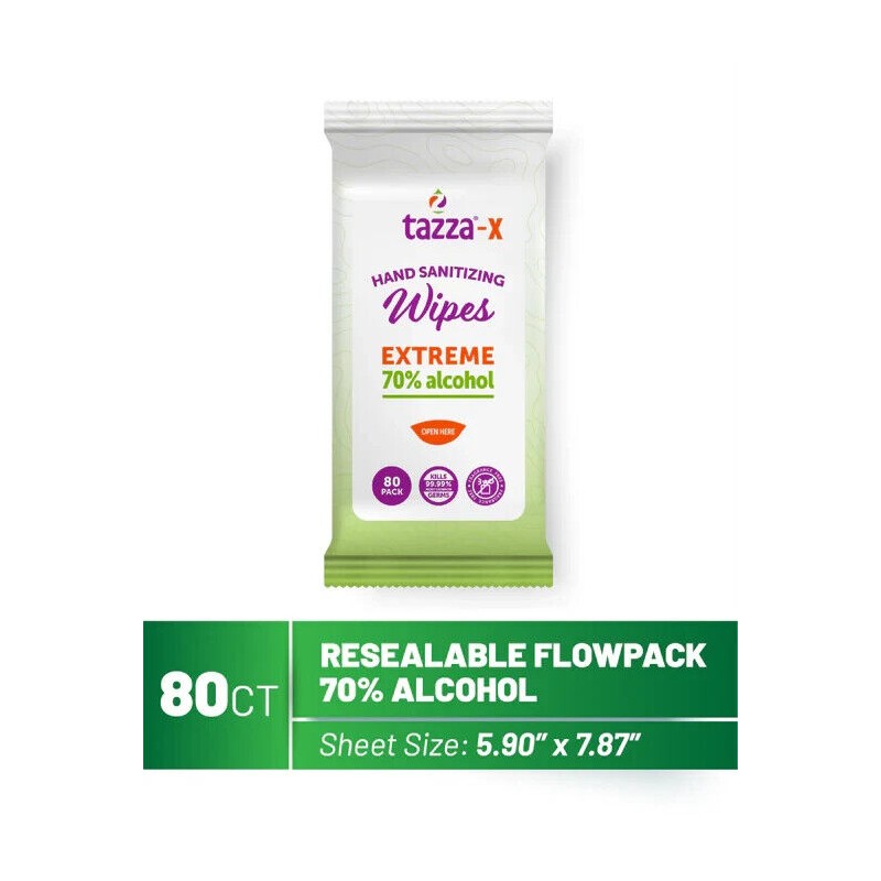 TAZZA-X 4 - 80ct Packs Tazza-X Hand Sanitizing Wipes 70%