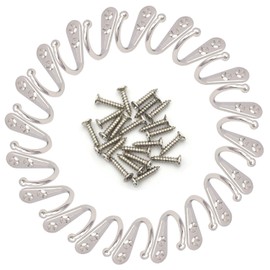 Xiufortion 20Pcs Zinc Alloy Wall Hooks Clothes hooks set with 40 Screws for Towel, Key, Robe, Scarf, Bag, Cap, Coffee Cup, Mugs (Silver)
