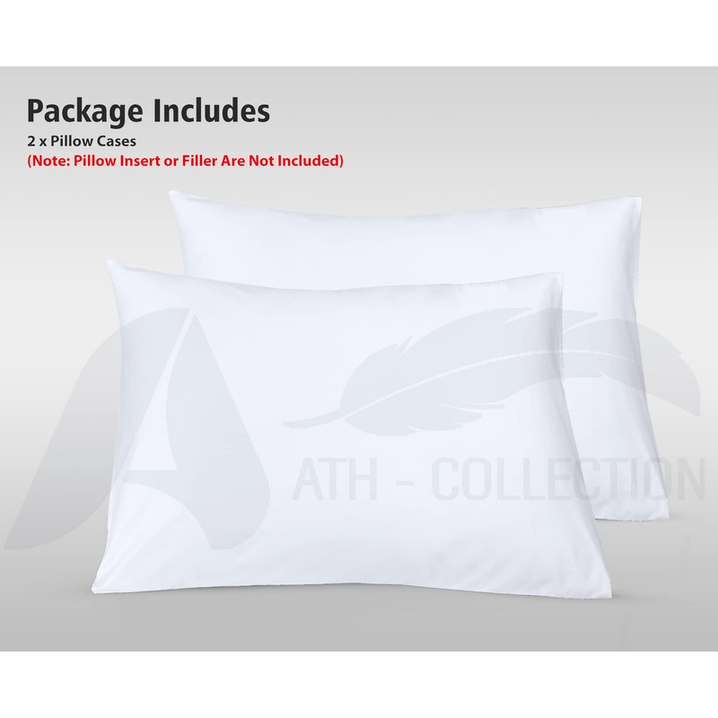 A ATH COLLECTION 100% Egyptian Cotton Pair OF Pillowcases 200