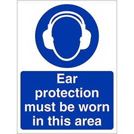 Ear Protection Must Be Worn In This Area Sign 150mm x 200mm - Rigid Plastic (MAP.08W-RP)