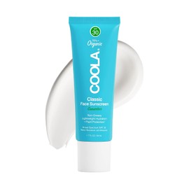 COOLA Loción de protección solar facial orgánica SPF 30, protección solar probada por dermatólogos, cuidado de la piel para protección diaria, vegano y sin gluten, pepino, 1.7 onzas líquidas