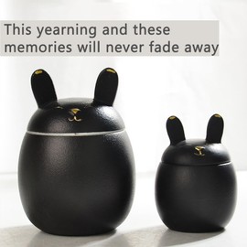 Miss-u-Alr Black Porcelain Bunny Pet Urn – Ceramic Rabbit Cremation Urn for Ashes, Small Memorial Sized 2.9''x4.1'', Strong Sealing Well Design, Decorative Display Urn for Doggo, Kitty or Fur Baby
