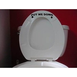 EZ-STIK Put ME Down Toilet SEAT 7" Sticker Bathroom John Potty Funny College Lid Decal *C503*