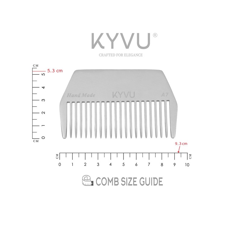 KYVU A7 Handmade 9.3 cm Wide-Tooth Aluminium Comb