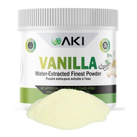 Aki Fine Vanilla Powder Extract From Beans (5.29oz/150g) - Water Extracted Powder Ideal For Baking, Cooking Flavoring - Delicious Vanilla Flavor & Easy to Add in Smoothies & Coffee, Non-GMO & Alcohol-Free