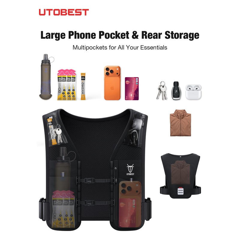 UTOBEST Running Vest Reflective Hydration Backpack with 500ml Water Bottles
