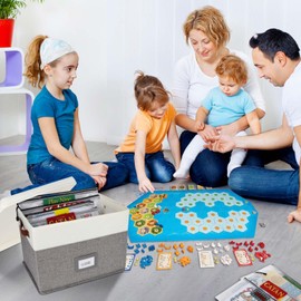 HLWGOG Board Game Storage, Board Game Organizer with 12pcs Zipper Bags and Writable Stickers, Board Game Organizers Storage with Lid for Office Supplies, Puzzles, Video Game, Craft Product